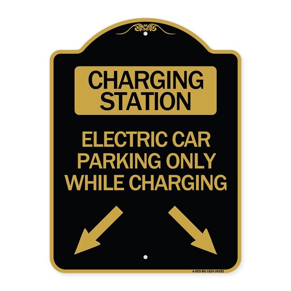 Charging Station Electric Car Parking Only While Charging with Left and Right Down Po, BG-1824-24282